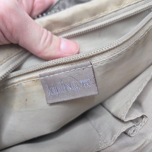 Kipling Angie Metallic Crossbody Bag Shimmer Gray Purse